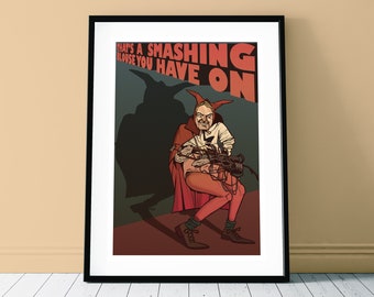 Rik Mayall - Richie from Bottom Kunstdruck "Das ist eine Smashing Blouse You Have On"