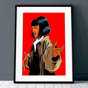 Uma Thurman als Mia Wallace in Pulp Fiction - Illustrierter Druck