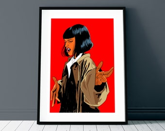 Uma Thurman as Mia Wallace in Pulp Fiction - Illustrated Print