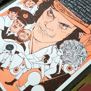 May include: A colourful illustration of a man with a hat and a large eye, surrounded by other figures and objects. The text "BLISS AND HE OH IT WAS GORGEOUSITY MADE AND GORGEOUSITY MADE IT WAS LIKE A BIRD OF RARES HEAVEN METAL OR LIKE SILVER WINE FLOWING IN A SPACESHIP GRAVITY ALL NONSENSE NOW AS ISLOOSHED I KNEW SUCH LOVELY PICTURES" is visible in the image.