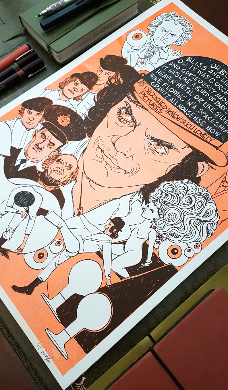 May include: A colourful illustration of a man with a hat and a large eye, surrounded by other figures and objects. The text "BLISS AND HE OH IT WAS GORGEOUSITY MADE AND GORGEOUSITY MADE IT WAS LIKE A BIRD OF RARES HEAVEN METAL OR LIKE SILVER WINE FLOWING IN A SPACESHIP GRAVITY ALL NONSENSE NOW AS ISLOOSHED I KNEW SUCH LOVELY PICTURES" is visible in the image.