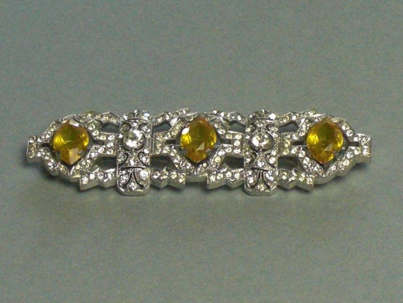 (186) Hairpin brooch, Crystal, Czechoslovakia circ
