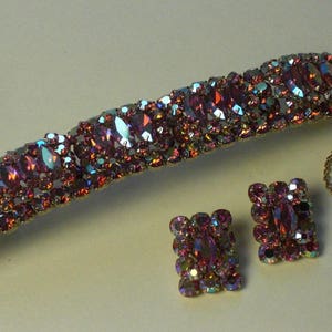 Bracelet (87)  & Boucles d'oreilles, AURORA BOREALIS, vers 1950's