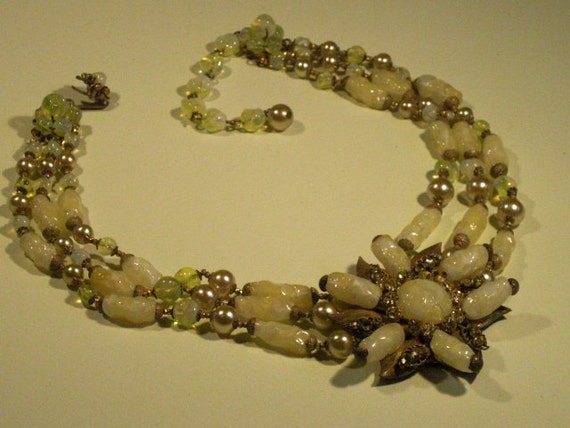 MIRIAM HASKELL Necklace 3 rows (75) star, signed M