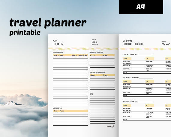 planificador de viaje imprimible a4 planner printable 23 planificador de viajes