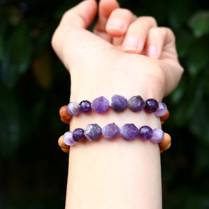 Gemstone Amethyst Power Bracelet Bead Jewelry Women Bracelet Men Bracelet Expanding Healing Bracelet Yoga Gift Bracelet Gift image 4