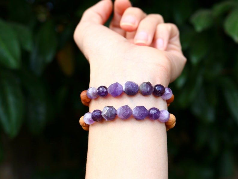 Gemstone Amethyst Power Bracelet Bead Jewelry Women Bracelet Men Bracelet Expanding Healing Bracelet Yoga Gift Bracelet Gift image 4