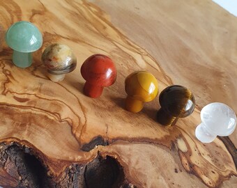 Crystal Mushroom, mini mushroom, mushroom stone, crystal carving, mushrooms, witchy gift, red jasper, Tigers Eye, Mookaite Jasper
