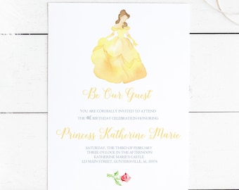 Watercolor Beauty and the Beast Invitation, Belle Invitation, Watercolor Belle Invitation, Birthday Party, Beauty & the Beast Party, Invite