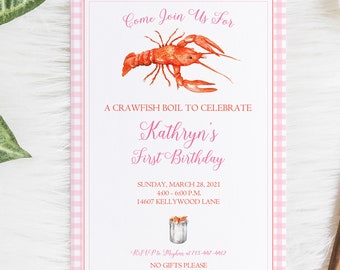 Watercolor Crawfish Boil Invitation, Crawfish Boil Birthday Invitation, Watercolor Invitation, Seafood Boil Invitation, Tasteful Invitation
