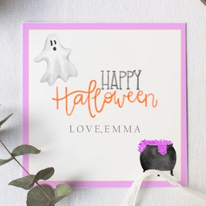 Halloween Gift Tag, Watercolor Halloween Gift Tag, Ghost Tags,Halloween Gift Tag, School Halloween Tag, Kids Halloween Gift Tag, Party,Witch