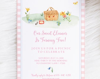 Invitación de picnic de acuarela, invitación de picnic, invitación de acuarela, invitación de fiesta de picnic, cumpleaños clásico, la vida es una invitación de picnic