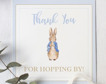 Etiqueta de favor de Peter Rabbit, favor de cumpleaños de Peter Rabbit, gracias por pasar, cumpleaños de Peter Rabbit, favor de fiesta, etiqueta de favor, etiqueta de favor digital
