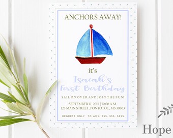 Anker weg Einladung, Segelboot Geburtstagseinladung, Anker weg, nautische Geburtstagsparty, nautisch einladen, Segelboot Babyparty, Anker