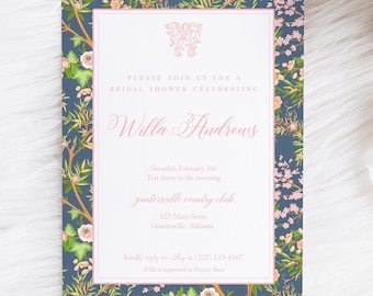 Bridal Shower Invitation, Bridal Brunch Invitations, Wedding Shower Invitation, Shower Invitation, GrandMillennial Invitation, Chinoiserie