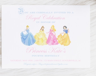 Watercolor Princess Invitation, Princess Invitation, Watercolor Invitation, Royal Celebration, Princess Party, Birthday, Princess Birthday