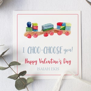 Tarjeta de San Valentín de Tren de Acuarela, Etiqueta de Regalo de San Valentín de Tren, Etiqueta de San Valentín, Acuarela de San Valentín, I Choo-Choose You Valentine, Digial Card
