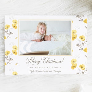 Gelbe Blumen Weihnachtskarte, Aquarell Weihnachtskarte, Gelb Blumen, Weihnachtskarte, Weihnachtskarte, druckbare Feiertag, druckbar, floral