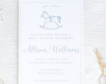 Invito cavallo a dondolo acquerello, Baby Shower cavallo a dondolo, Invito cavallo a dondolo, Invito doccia, Baby Shower cavallo a dondolo, fai da te