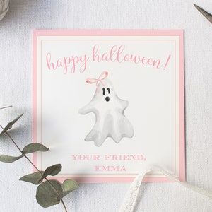 Halloween Gift Tag, Watercolor Halloween Gift Tag, Ghost Tags,Halloween Gift Tag, School Halloween Tag, Kids Halloween Gift Tag, Party, Bow