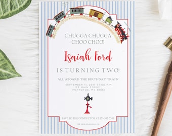 Train Invitation, Classic Train Invitation, Golden Book Train Invite, Chugga Chugga Choo Choo Invitation, Train Party, Train to Timbuctoo