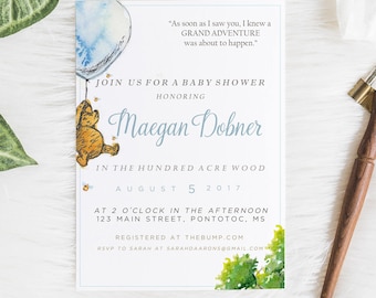 Winnie The Pooh Baby Shower Invitation, Winnie The Pooh Party, Baby Shower Invitation, Baby Shower, Invitation, Classic Winnie The Pooh, DIY