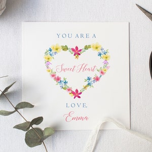 Tarjeta de San Valentín de Corazón, San Valentín de Corazón, Etiqueta de San Valentín de Acuarela, San Valentín Digital, San Valentín Imprimible, San Valentín de Corazón Floral, DIY