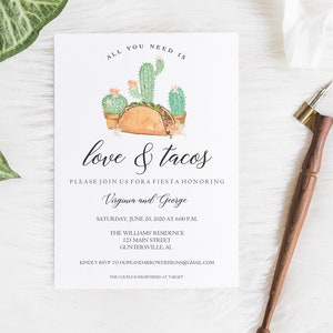 Bridal Shower Invitation, Couples Shower Invitation, Taco Invitation, Taco Shower Invite, Fiesta Invitation, Wedding  Invite, Love and Tacos