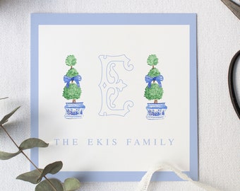 Watercolor Enclosure Card, Family Personalized Gift Tags, Family Enclosure Card, Gift Tag, Topiary Gift Tag, Monogram Gift Tag, Printable