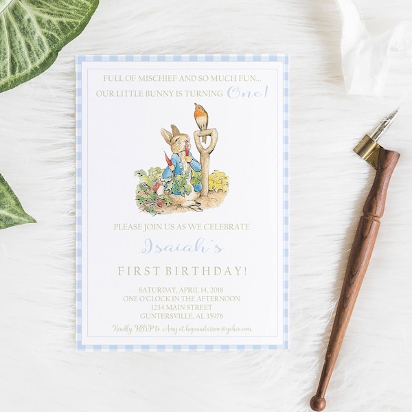 Peter Rabbit Birthday Invitation, peter Rabbit Party, Children's Birthday Invitation, Digital Invitation, Peter Rabbit Birthday Invite