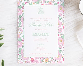 Floral Birthday Party Invitation, Garden Party, Grandmillennial Invitation, Chinoiserie Invitation, Watercolor Invitation, Floral Party