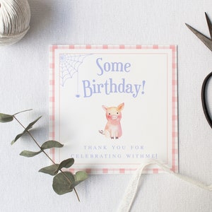 Etiqueta de favor web de Charlotte, Favor de cumpleaños web de Charlotte, Cumpleaños web de Charlotte, Favor de fiesta, Etiqueta de favor, Etiqueta de favor digital, Algunos cerdos.DIY