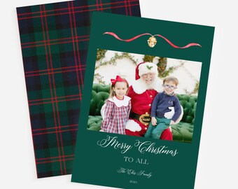 Plaid Christmas Card, Santa Christmas Card, Classic Holiday Card, Polar Express Christmas Card, Classic Christmas Plaid, Tartan Christmas