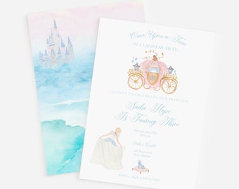 Cinderella Invitation, Watercolor Princess Invitation, Princess Invitation, Watercolor Invitation, Royal Celebration, Cinderella Birthday