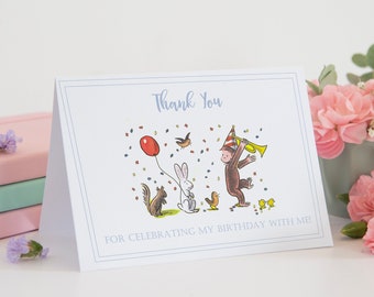 Curious George Thank You Card, Digital Thank You Card, Curious George Party, Curious George Thank You Note, DIY Thank You Note, Printable