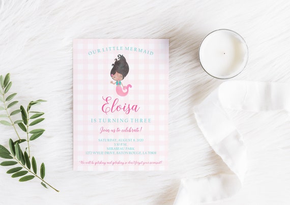 Watercolor Mermaid Invitation, Mermaid Invite, Digital Invitation, Watercolor Mermaid, Mermaid Birthday, Printable Birthday Invitation