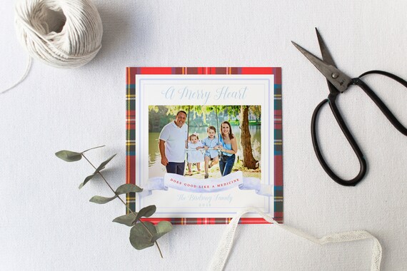 Tartan Christmas Card, Watercolor Christmas Card, Holiday Card, Digital Christmas Card, Printable Holiday Card, Plaid Christmas Card