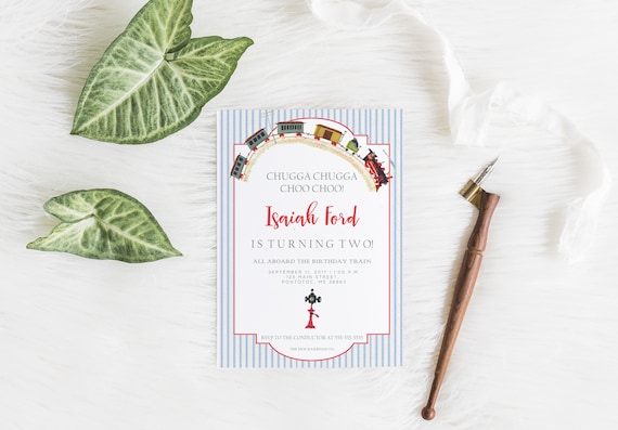 Train Invitation, Classic Train Invitation, Golden Book Train Invite, Chugga Chugga Choo Choo Invitation, Train Party, Train to Timbuctoo