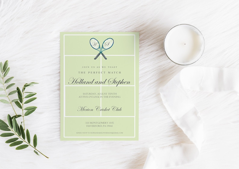 Tennis Rehersal Dinner Invitation, Tennis Invitation, Tennis Invite, Digital Invitation, Watercolor Tennis Invitations, Invitation, image 1