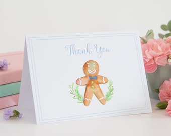 Gingerbread Thank You Card, Watercolor Gingerbread, Gingerbread Party, Gingerbread Invitation, Gingerbread Thank You Note, Christmas Party