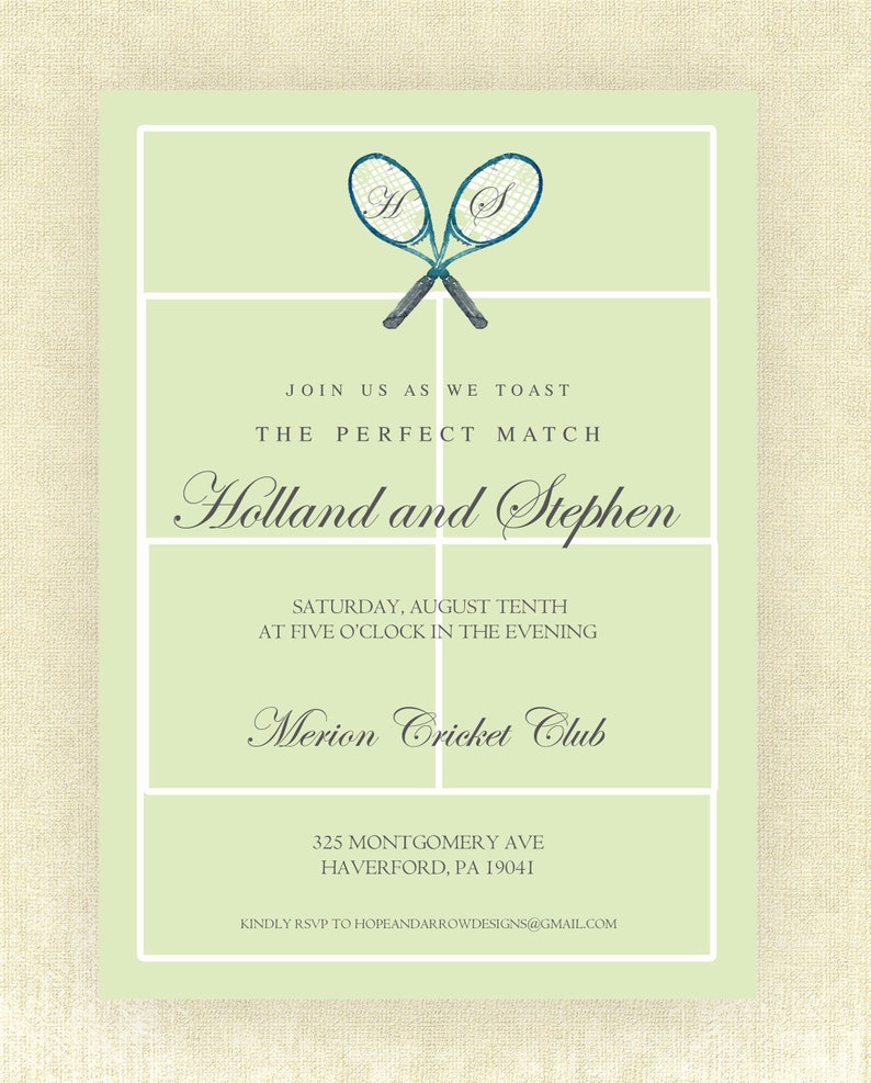 Tennis Rehersal Dinner Invitation, Tennis Invitation, Tennis Invite, Digital Invitation, Watercolor Tennis Invitations, Invitation, image 2