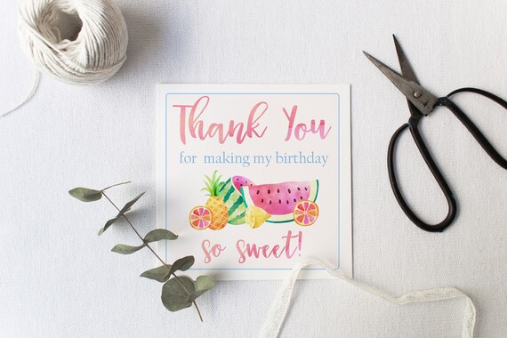 Two-tti Fruitti Invitation, Tutti Fruitti Favor Tag, Birthday, Second Birthday, Fruity Birthday, Birthday Favor, Twotti Fruit Thank You Tags