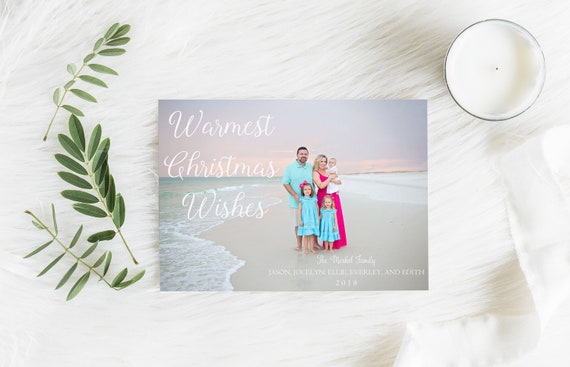 Christmas Card, Watercolor Christmas Card, Holiday Card, Digital Christmas Card, Printable Holiday Card, Plaid Christmas Card, Beach Card