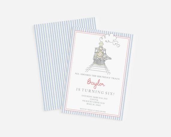 Train Invitation, Classic Train Invitation, Train Invite, Chugga Chugga Choo Choo Invitation, Train Party, Watercolor Invitation, All aboard
