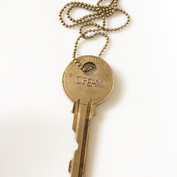 Key Necklace, Engraved Keys, Hand Stamped Jewelry, Hope Key Necklace, DREAM Jewelry, Handstamped Key Necklace