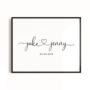 Personalisierte Paare mit Herz Printable Art