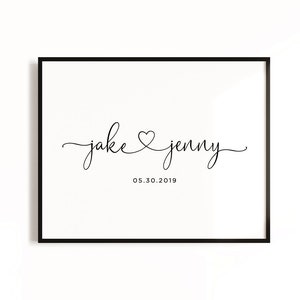 Personalized Couples names with heart Printable Art