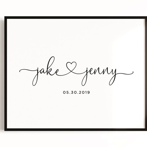 Personalized Couples Names With Heart Printable Art - Etsy