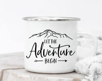 Let the adventure begin camp Mug, camping mug, gift mug, Wedding Mug, Gift For Her, Girlfriend Gift, Boyfriend Gift, Mountain Mug