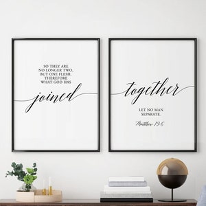 Bible Verses Printable, Matthew 19:6, Love quote, Wedding quote, Wedding gift, Marriage quote, Scripture art, Set of two